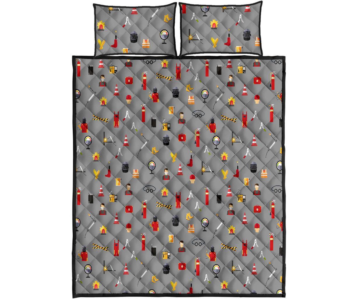 Welder Print Pattern Bed Set Quilt-grizzshop