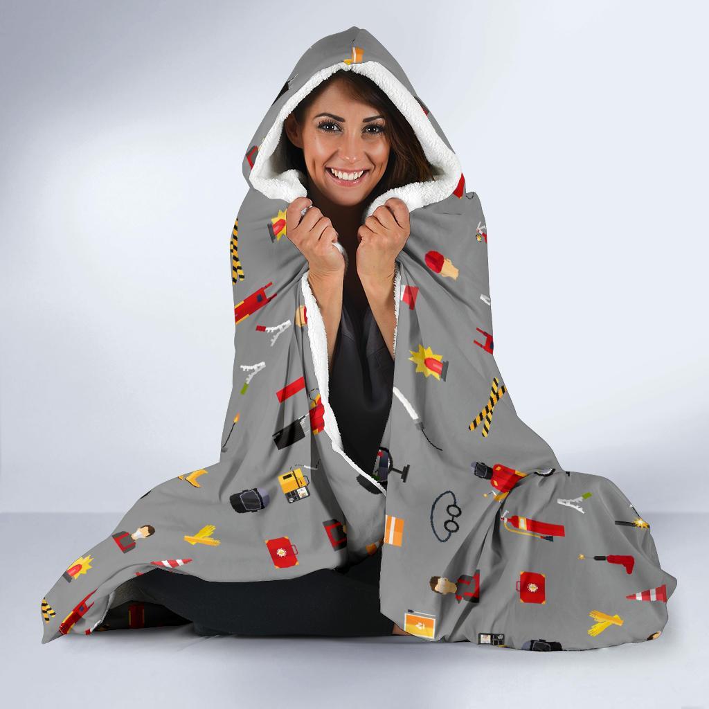 Welder Print Pattern Hooded Blanket-grizzshop
