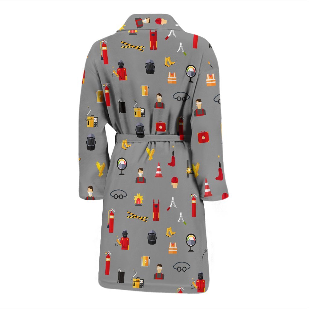 Welder Print Pattern Men Long Robe-grizzshop