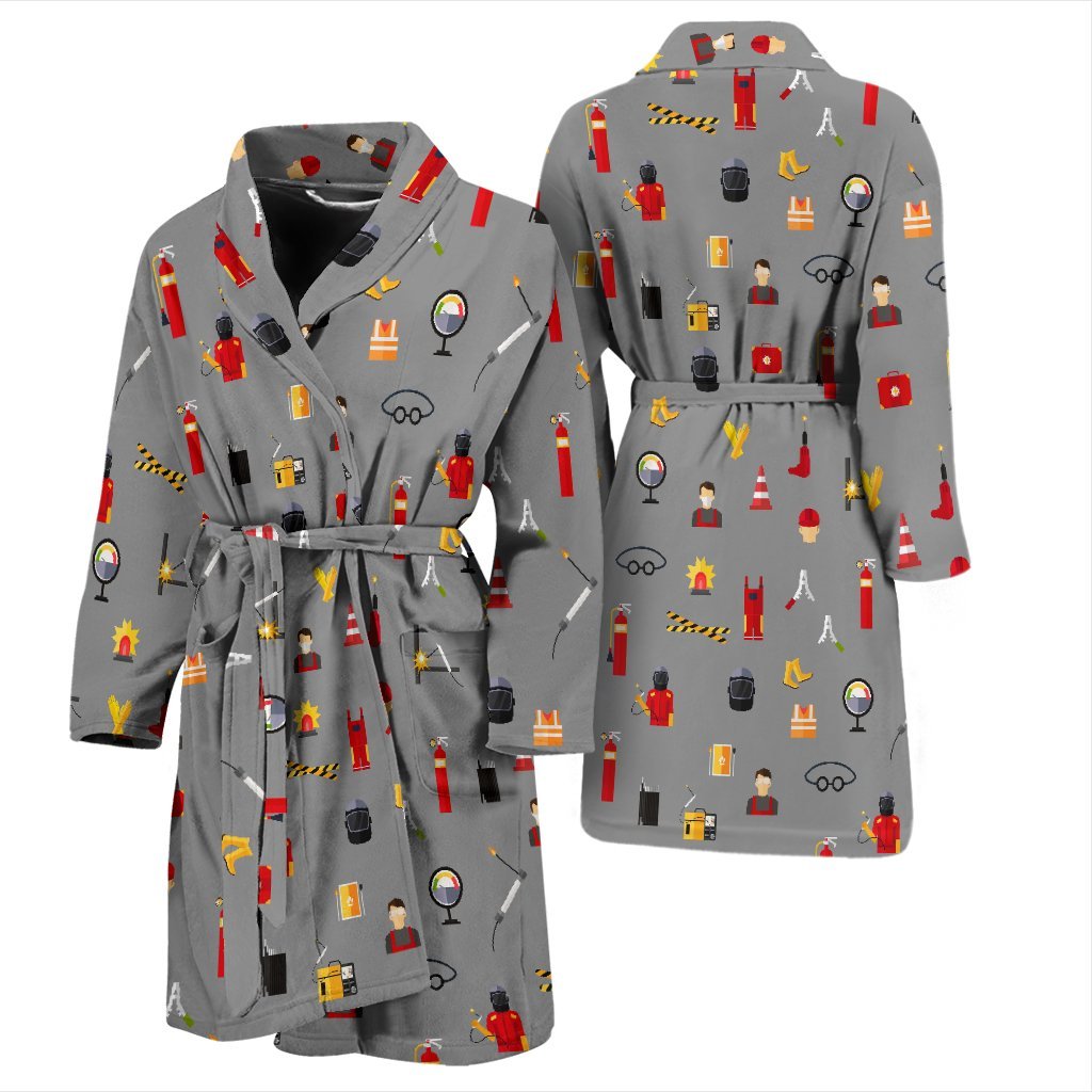 Welder Print Pattern Men Long Robe-grizzshop