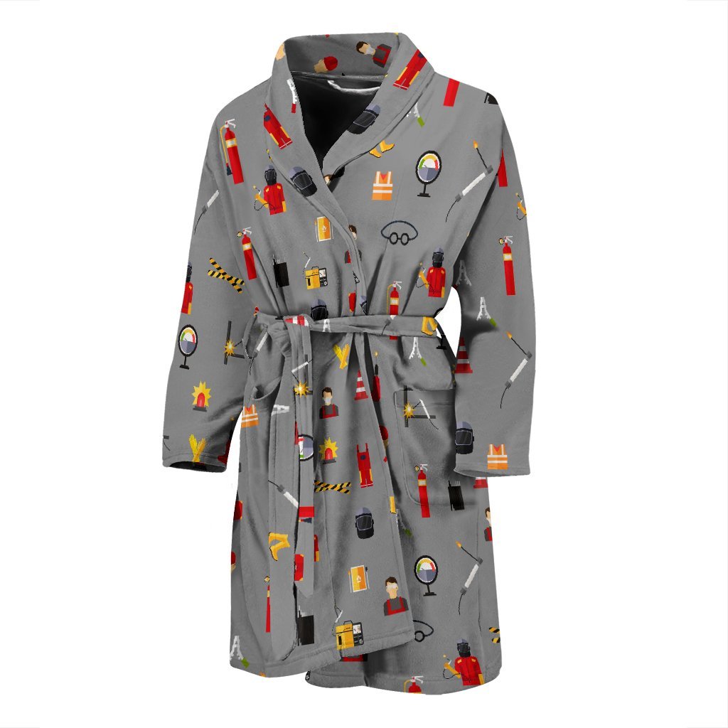 Welder Print Pattern Men Long Robe-grizzshop