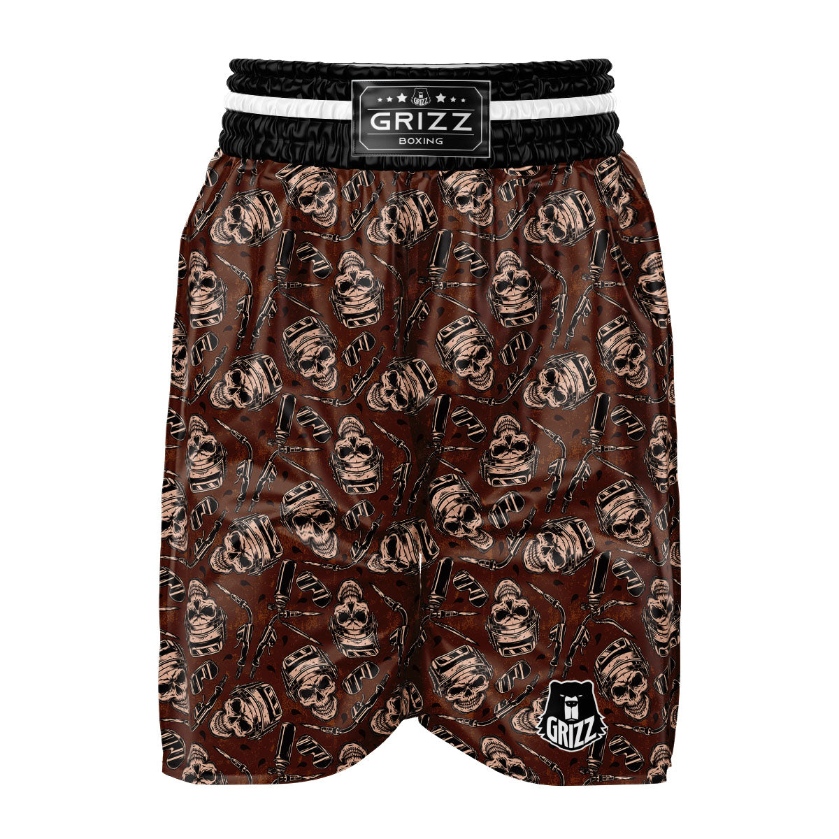 Welder Skull Print Pattern Boxing Shorts-grizzshop