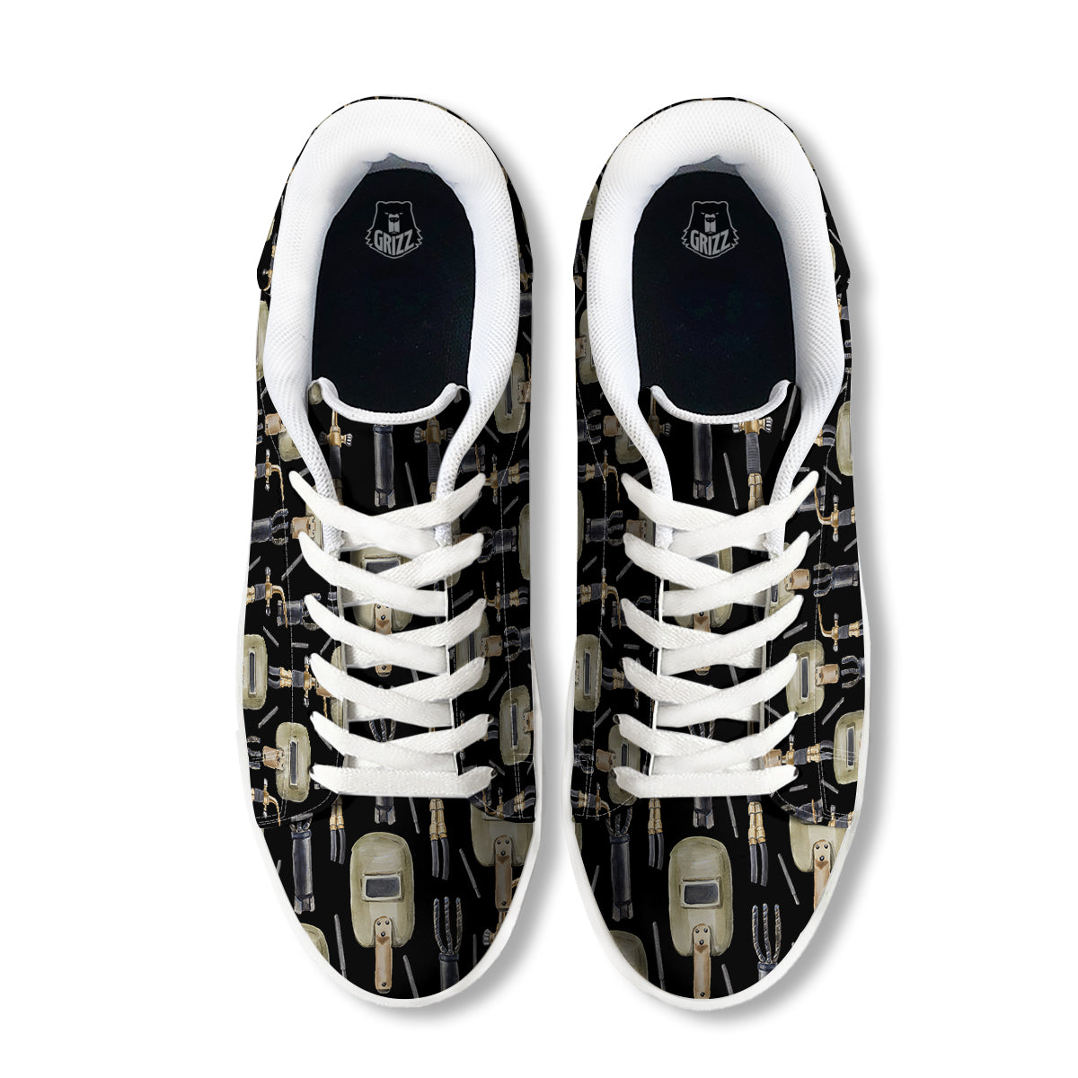 Welder Watercolor Print Pattern White Low Top Sneakers-grizzshop