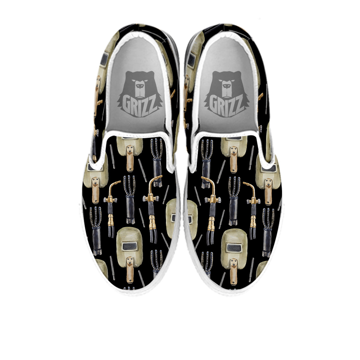 Welder Watercolor Print Pattern White Slip On Shoes-grizzshop