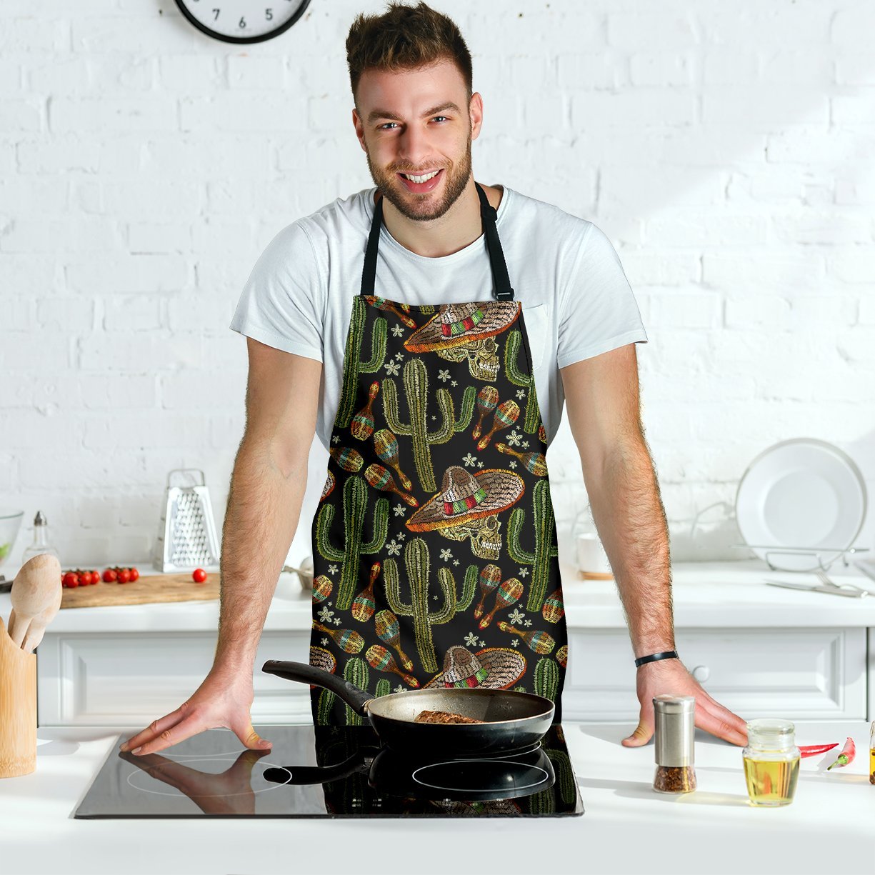 Western Cowboy Cactus Pattern Print Men's Apron-grizzshop