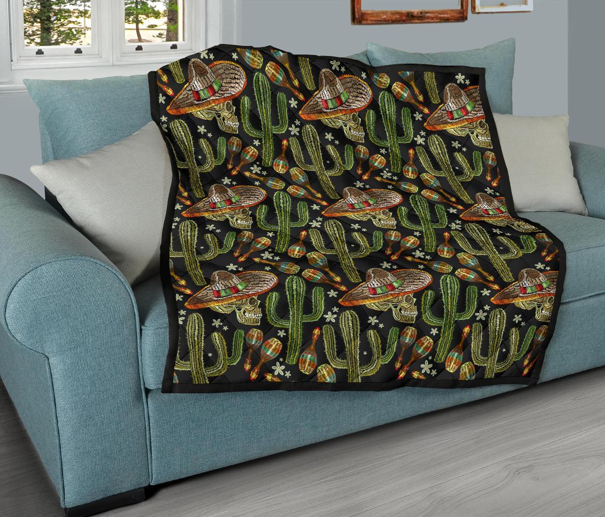 Western Cowboy Cactus Pattern Print Quilt-grizzshop