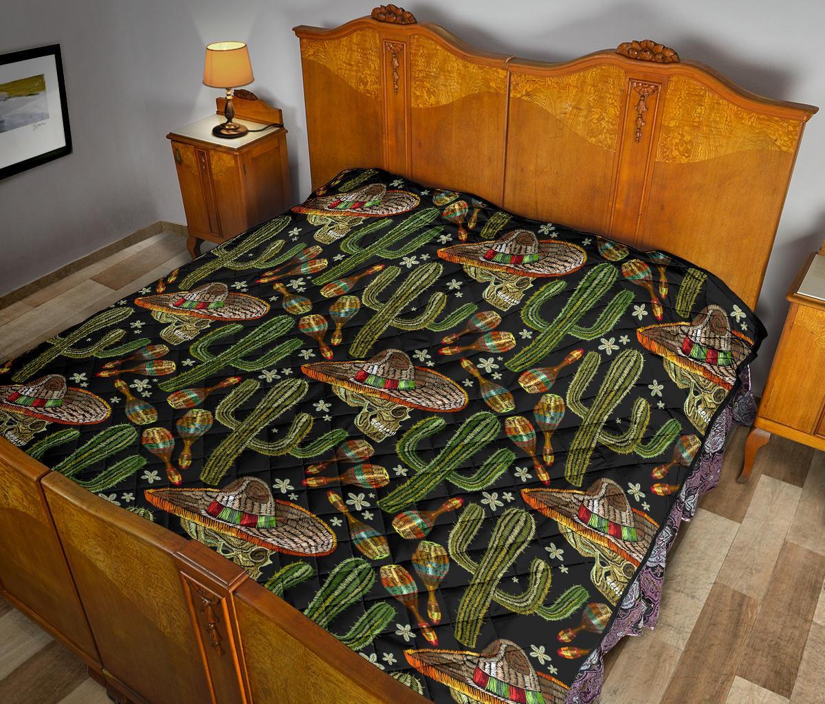 Western Cowboy Cactus Pattern Print Quilt-grizzshop