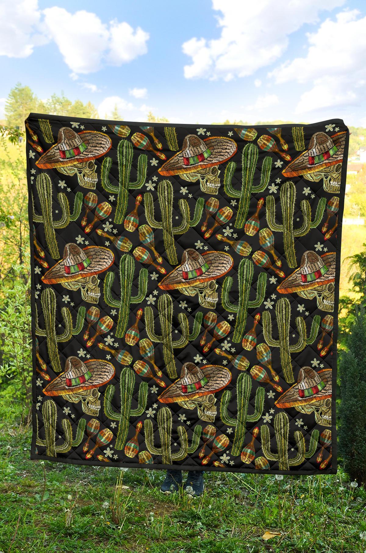 Western Cowboy Cactus Pattern Print Quilt-grizzshop