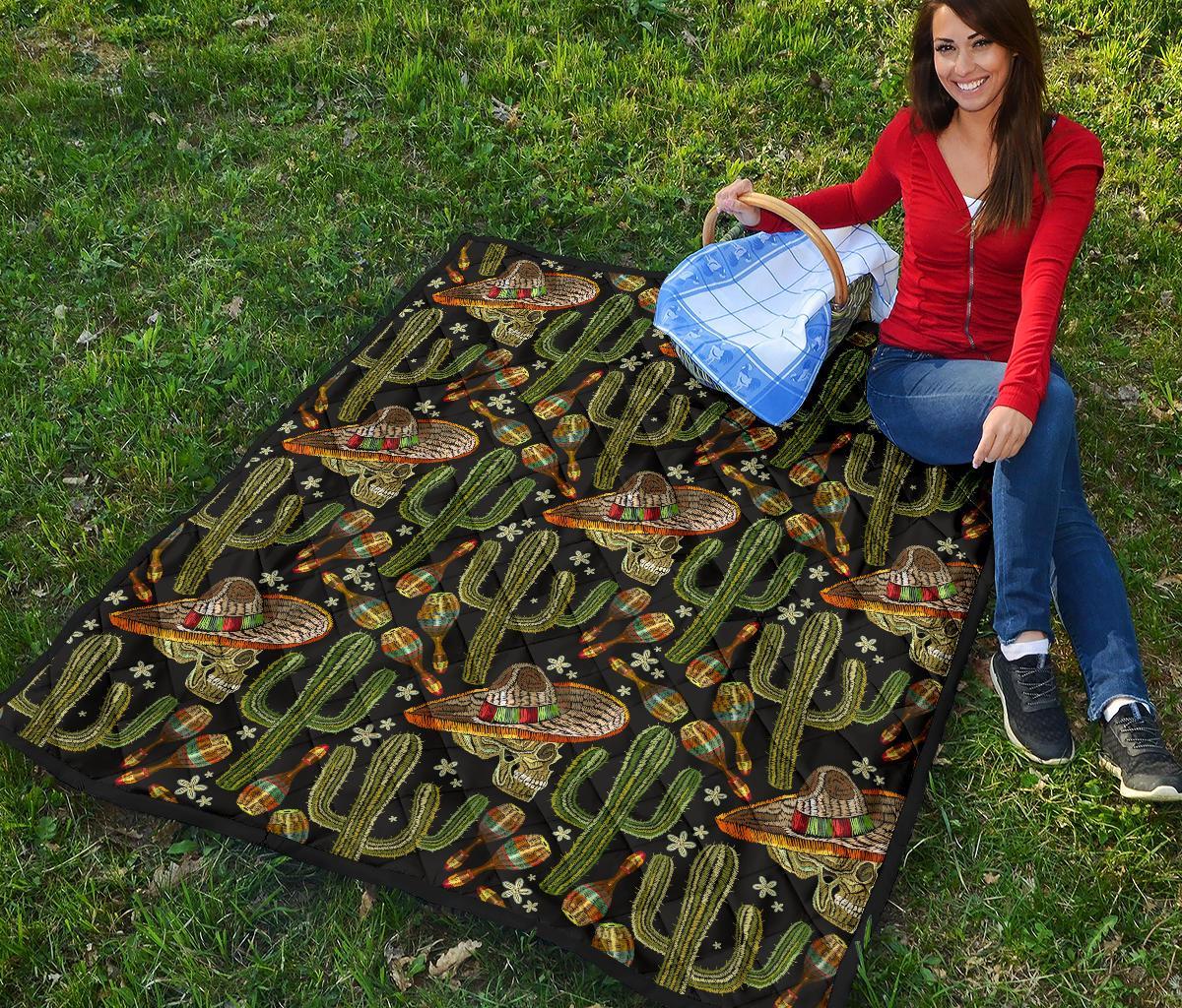 Western Cowboy Cactus Pattern Print Quilt-grizzshop