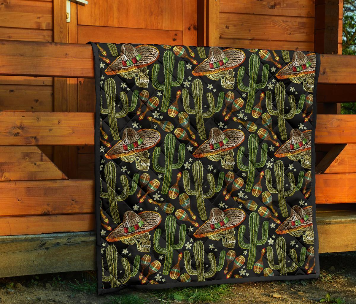 Western Cowboy Cactus Pattern Print Quilt-grizzshop