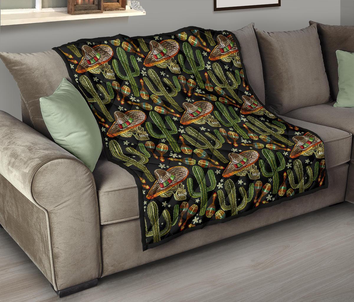 Western Cowboy Cactus Pattern Print Quilt-grizzshop