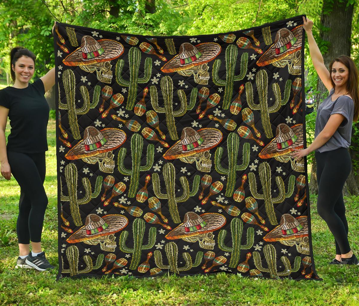 Western Cowboy Cactus Pattern Print Quilt-grizzshop
