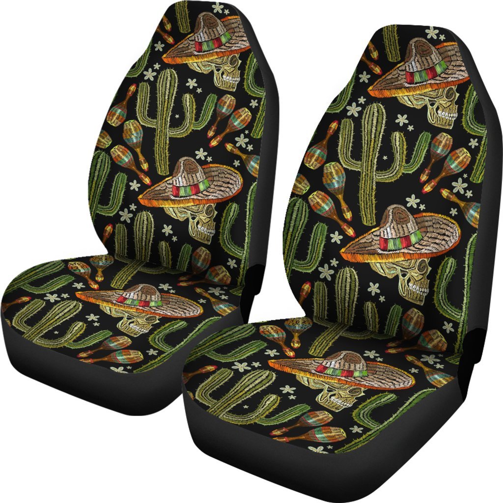 Western Cowboy Cactus Pattern Print Universal Fit Car Seat Covers-grizzshop