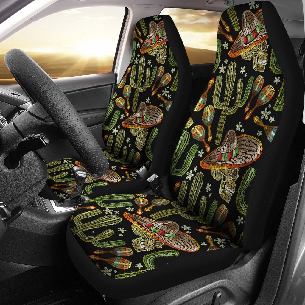 Western Cowboy Cactus Pattern Print Universal Fit Car Seat Covers-grizzshop