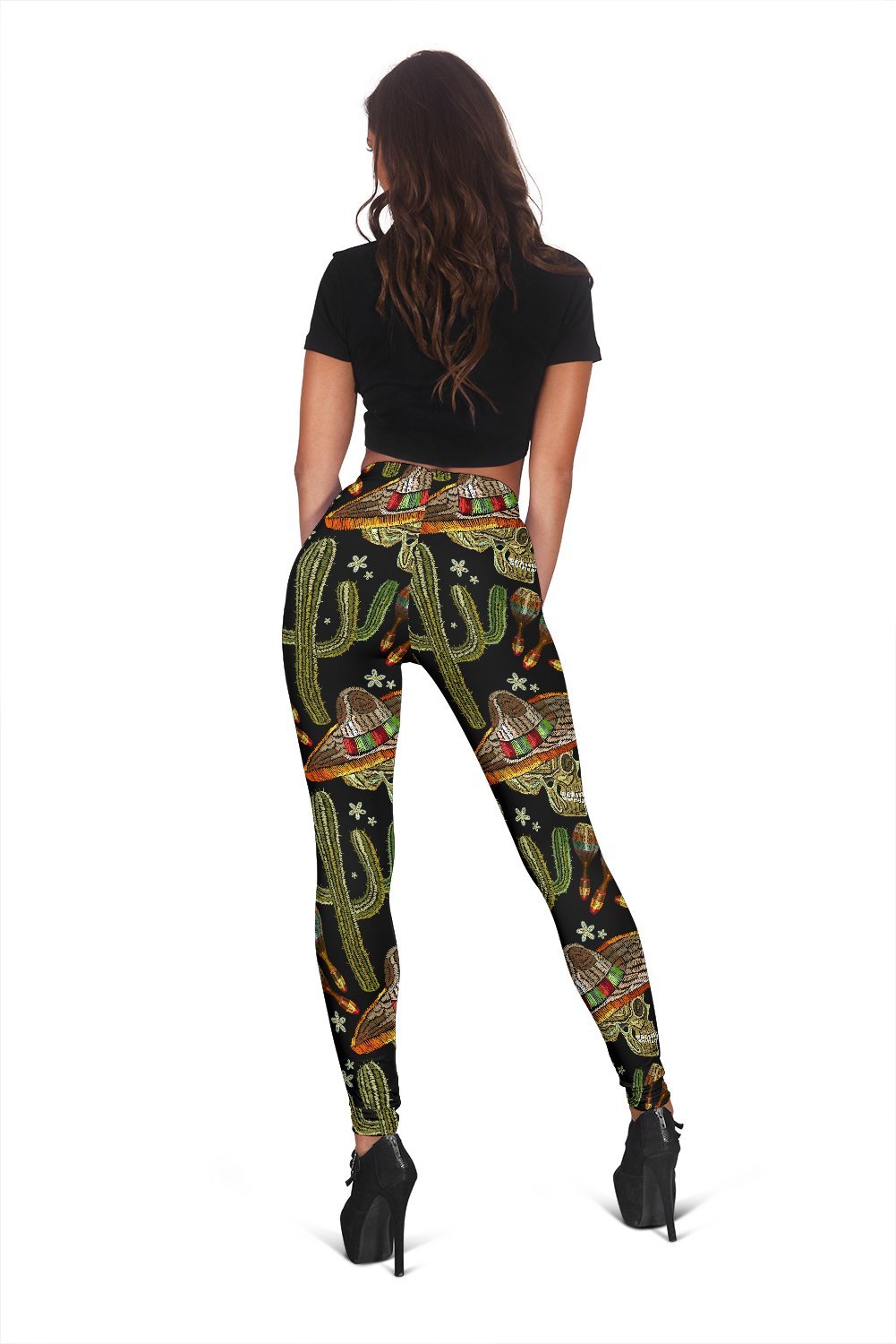 Western Cowboy Cactus Pattern Print Women Leggings-grizzshop