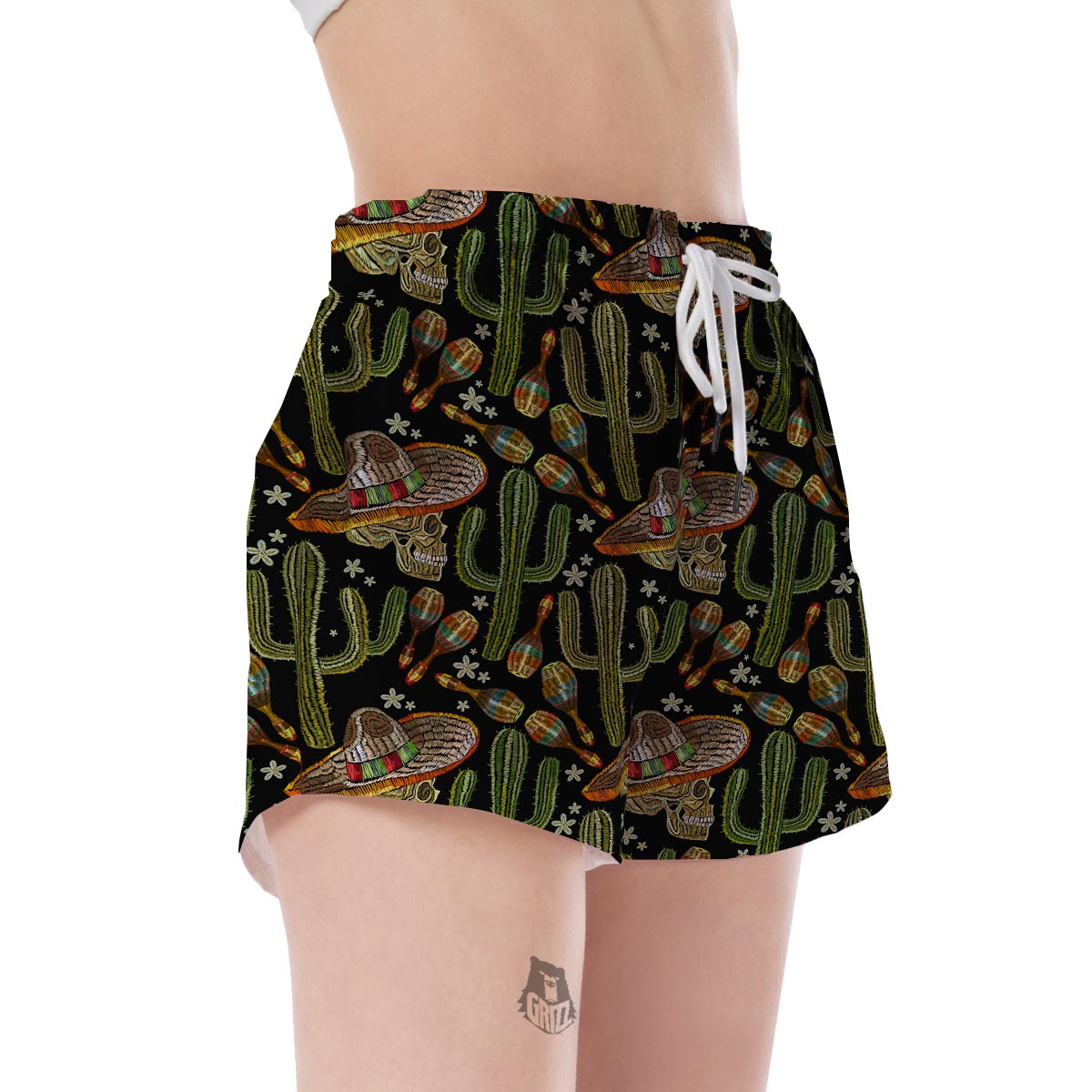 Western Cowboy Cactus Pattern Print Women's Shorts-grizzshop