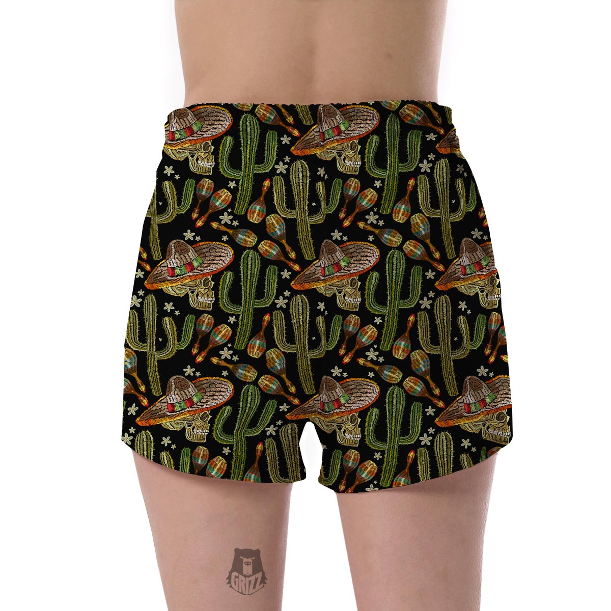Western Cowboy Cactus Pattern Print Women's Shorts-grizzshop
