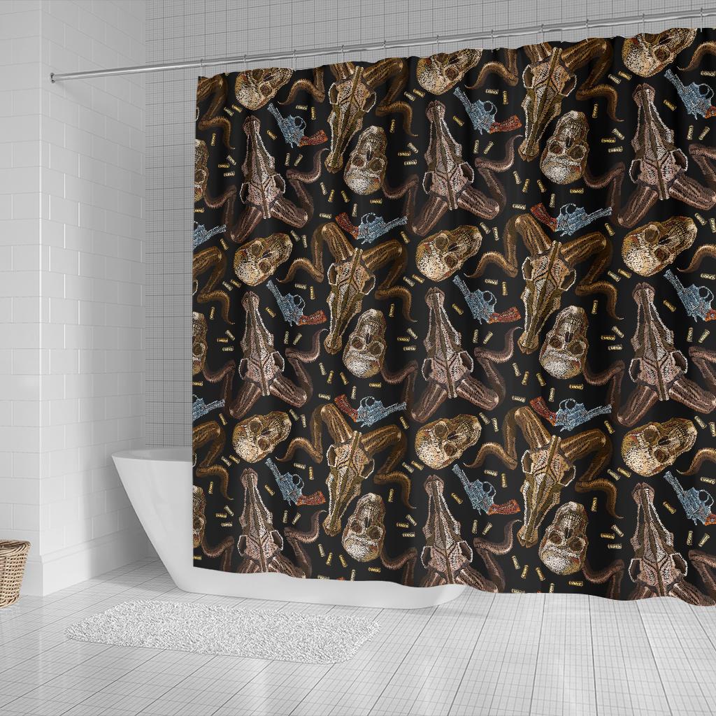 Western Cowboy Gun Print Pattern Bathroom Shower Curtain-grizzshop