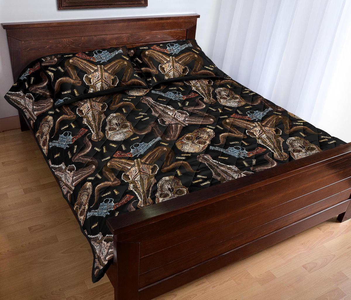 Western Cowboy Gun Print Pattern Bed Set Quilt-grizzshop