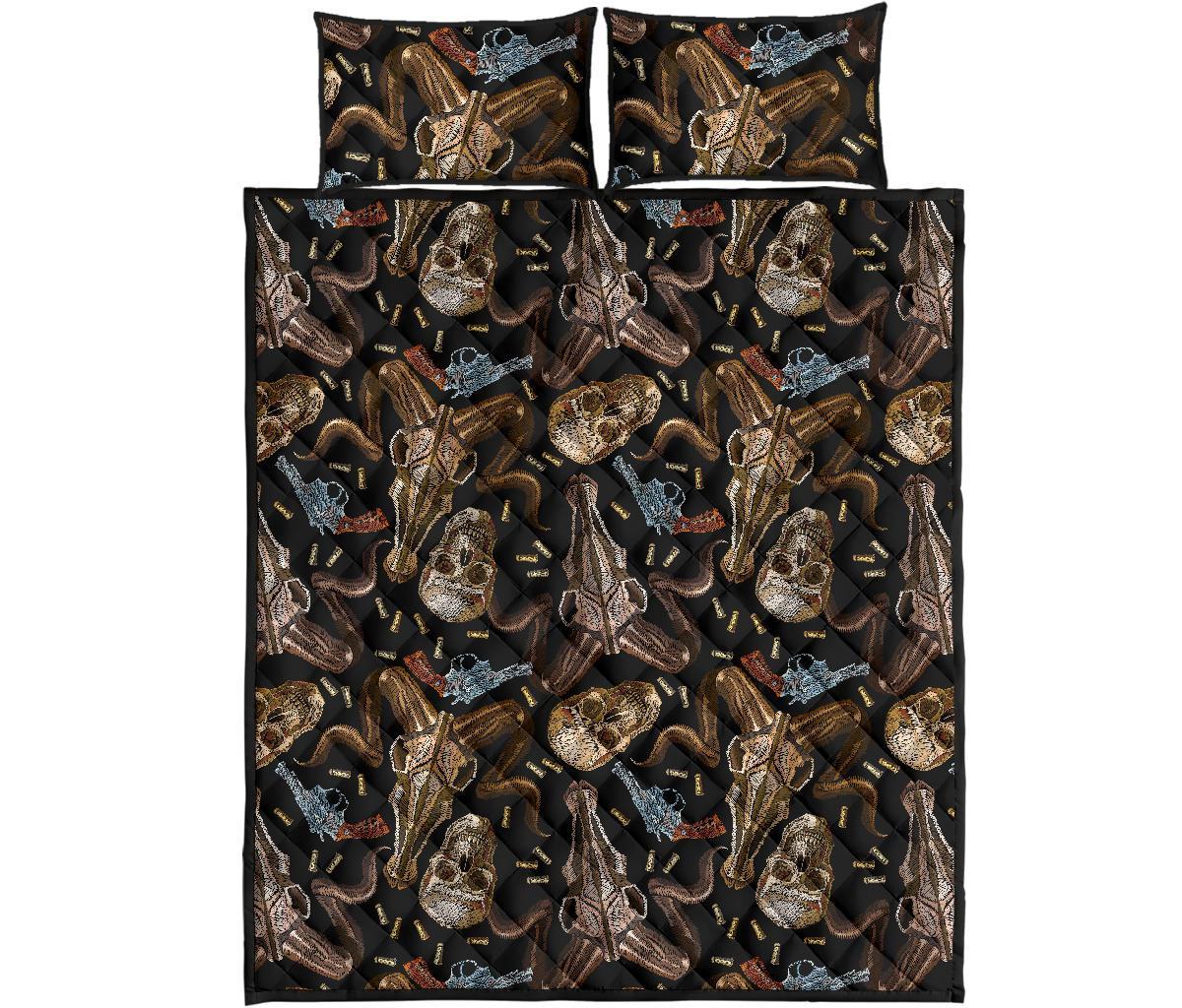 Western Cowboy Gun Print Pattern Bed Set Quilt-grizzshop