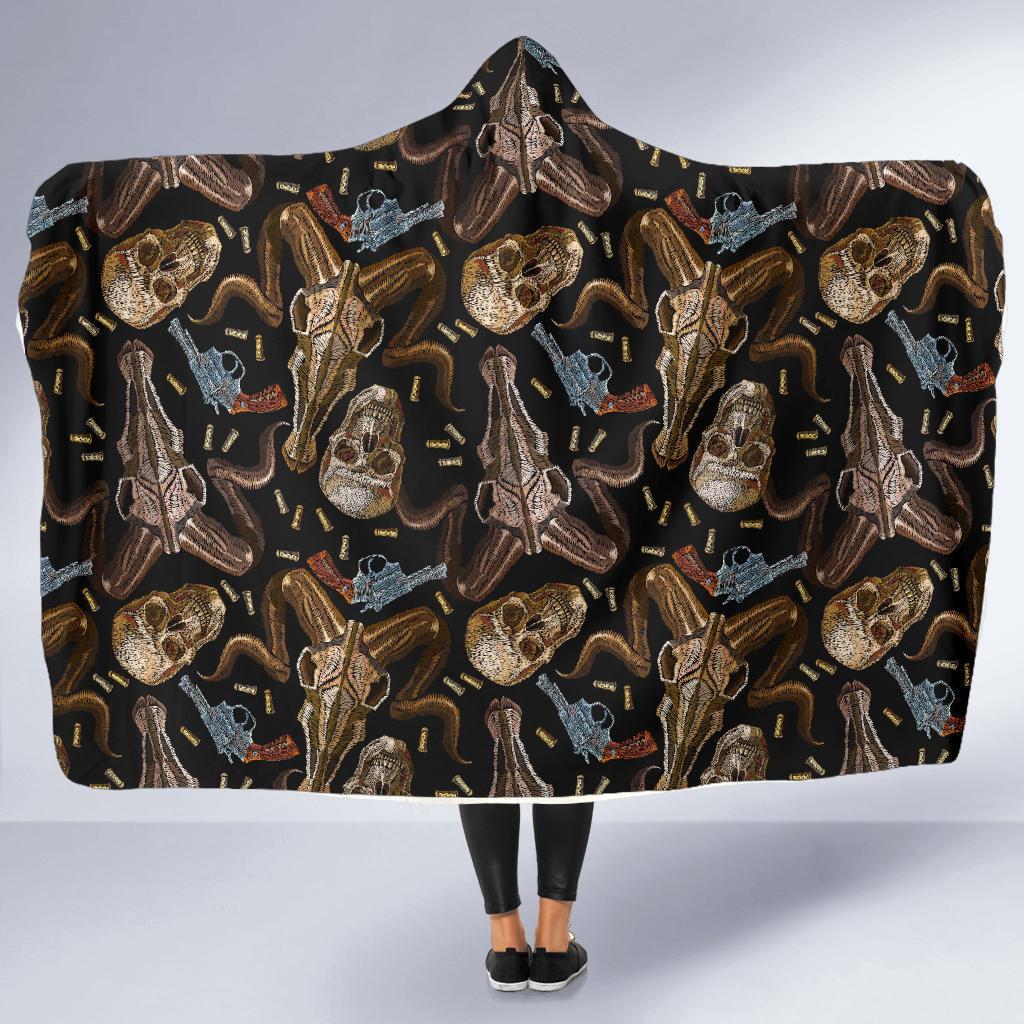 Western Cowboy Gun Print Pattern Hooded Blanket-grizzshop