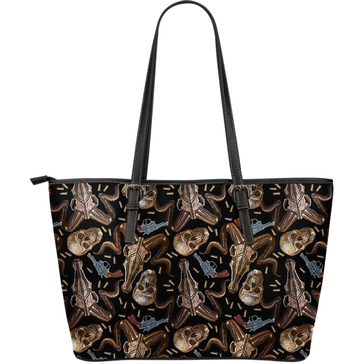 Western Cowboy Gun Print Pattern Leather Tote Bag-grizzshop
