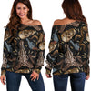 Western Cowboy Gun Print Pattern Women Off Shoulder Sweatshirt-grizzshop