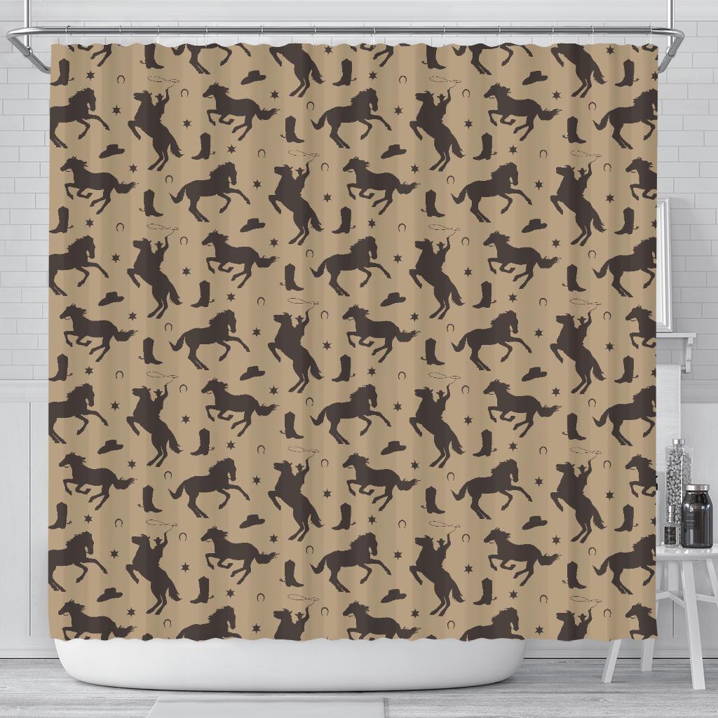 Western Cowboy Print Pattern Bathroom Shower Curtain-grizzshop