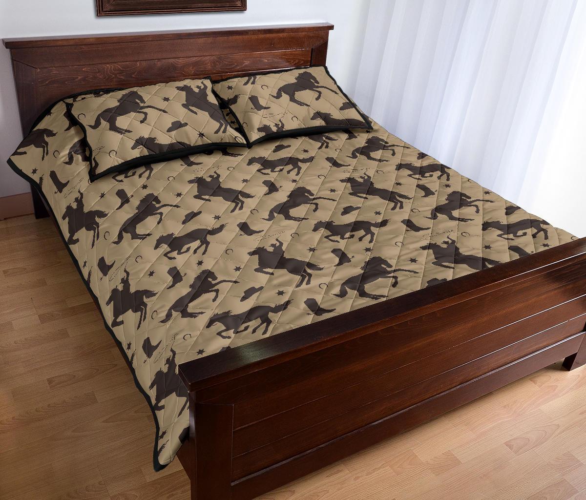 Western Cowboy Print Pattern Bed Set Quilt-grizzshop