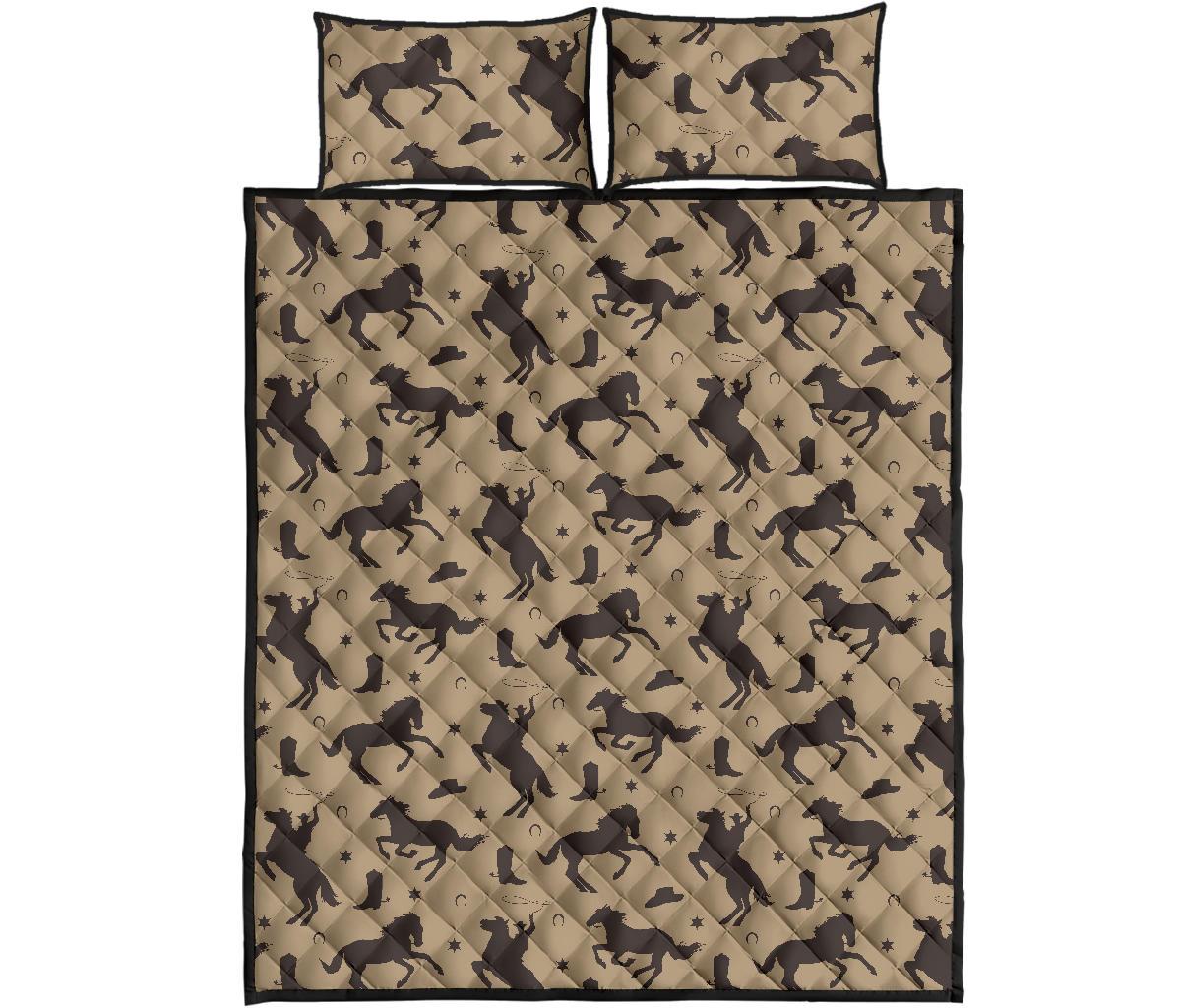Western Cowboy Print Pattern Bed Set Quilt-grizzshop