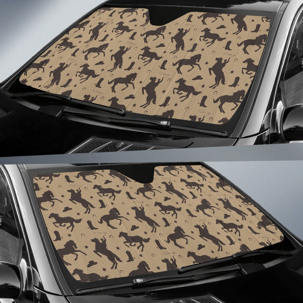 Western Cowboy Print Pattern Car Sun Shade-grizzshop