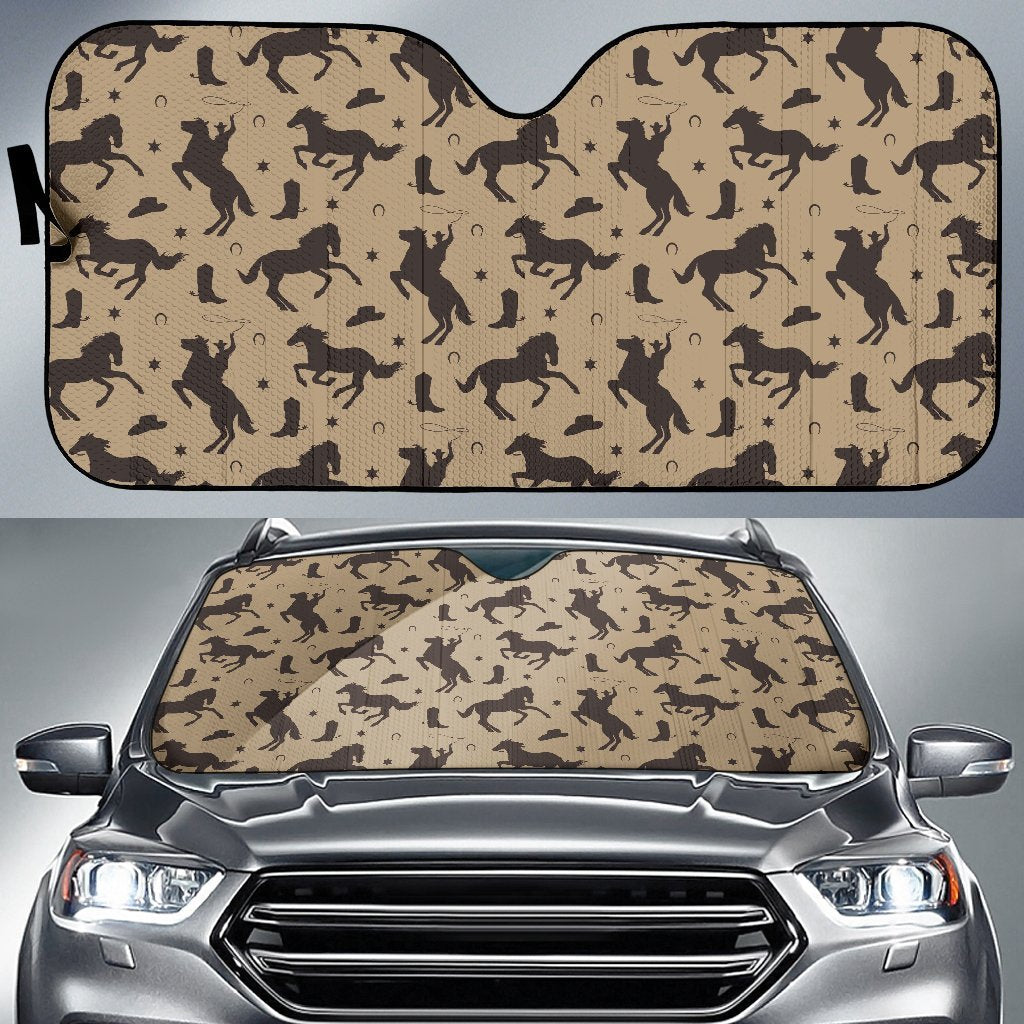 Western Cowboy Print Pattern Car Sun Shade-grizzshop