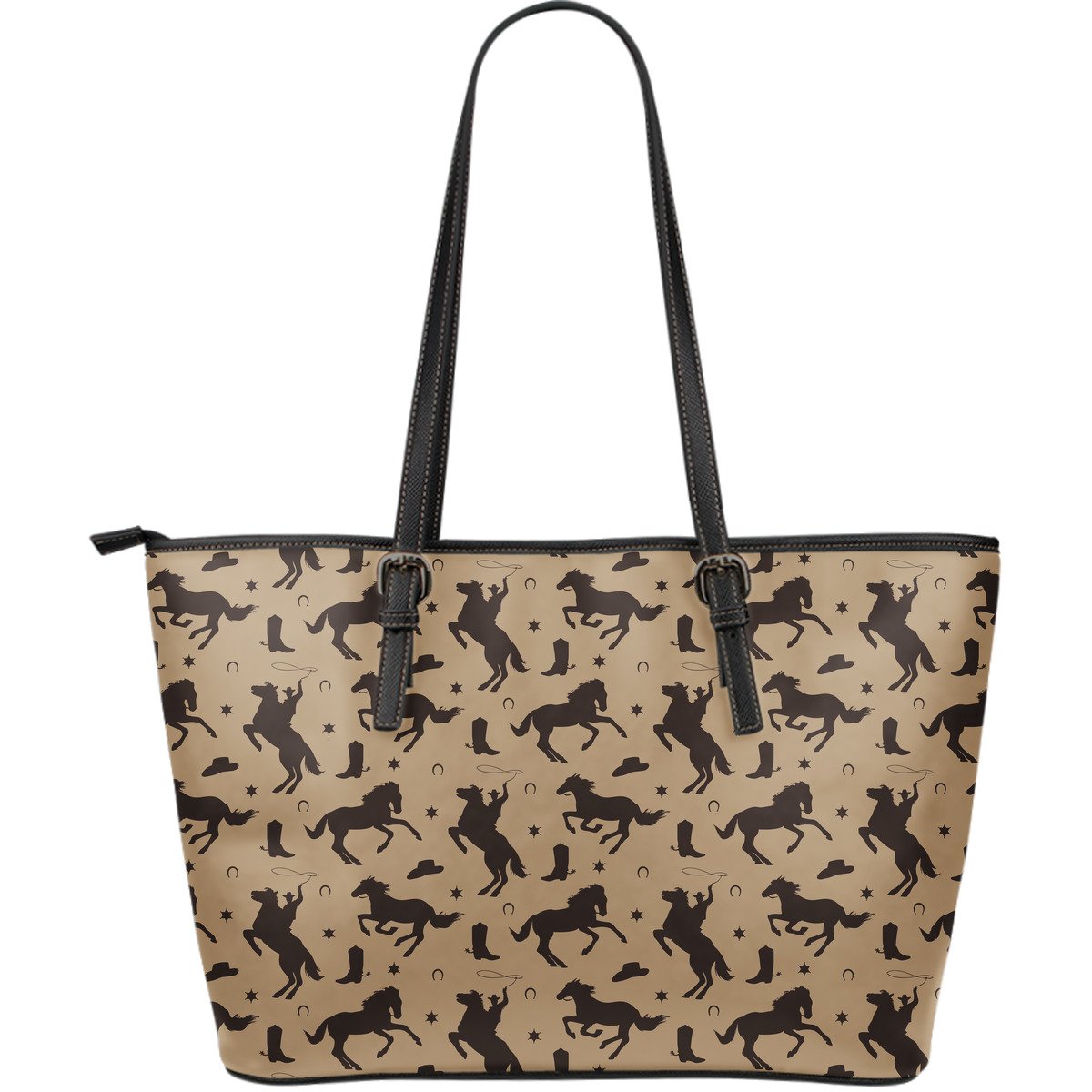 Western Cowboy Print Pattern Leather Tote Bag-grizzshop