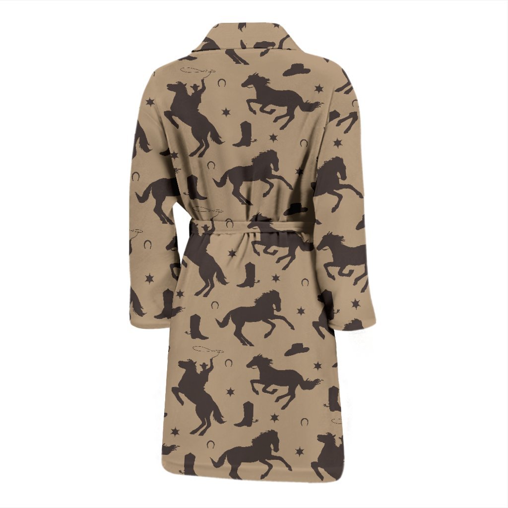 Western Cowboy Print Pattern Men Long Robe-grizzshop