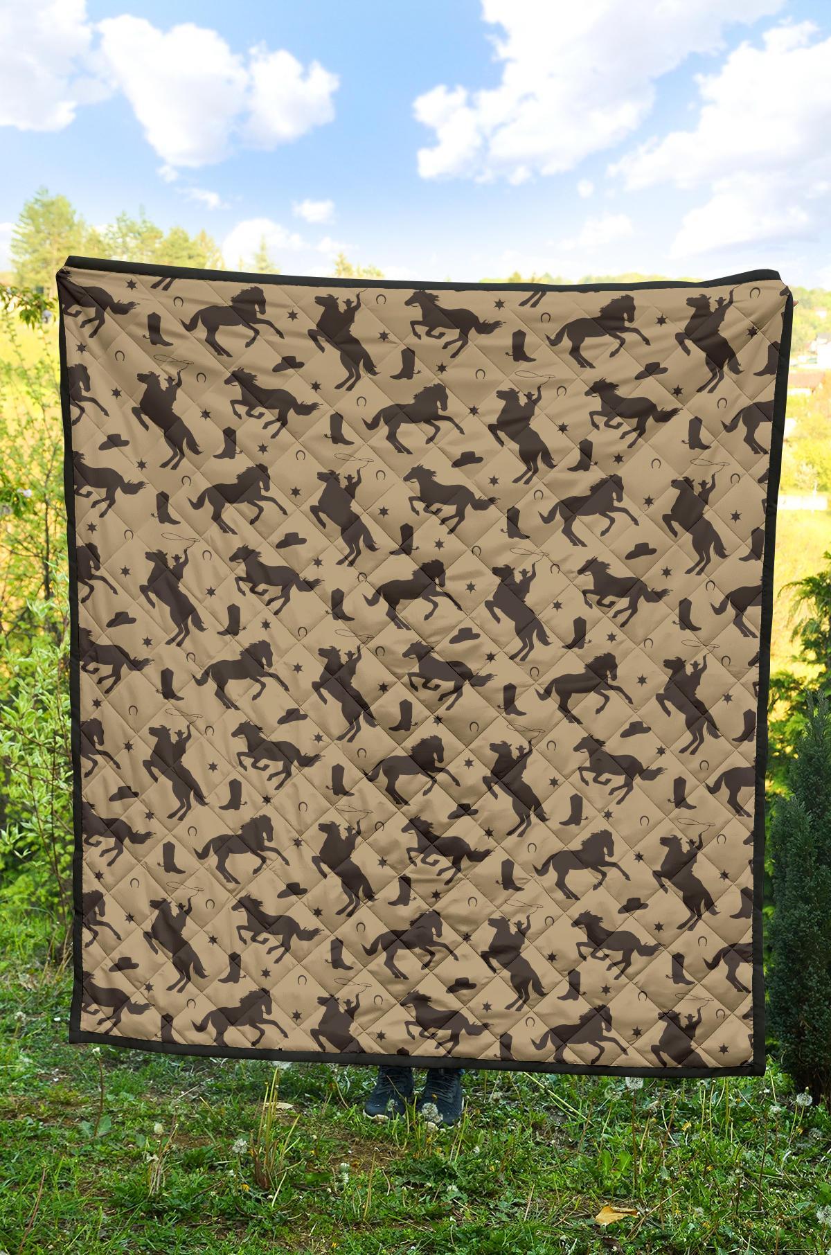 Western Cowboy Print Pattern Quilt-grizzshop