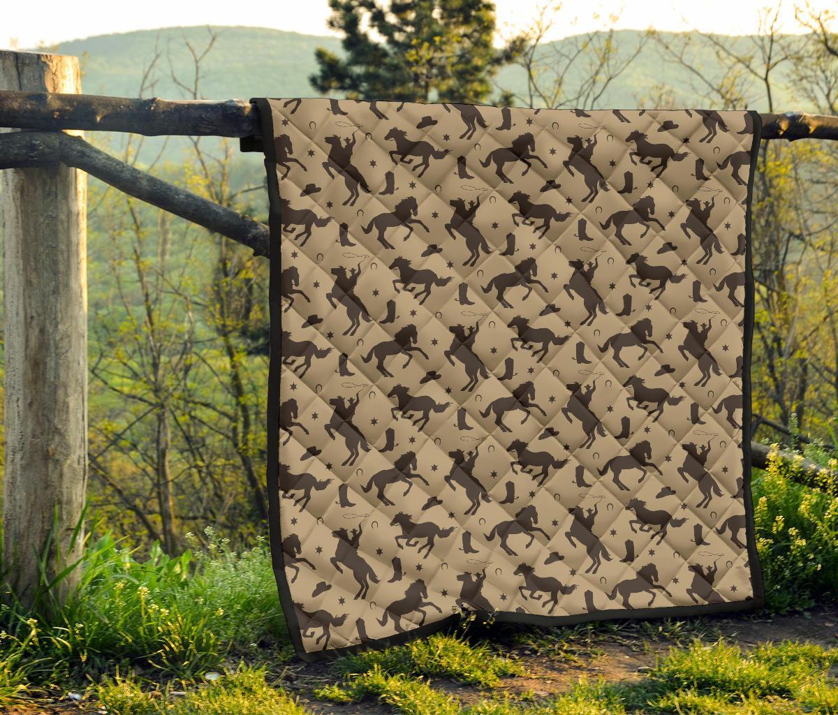 Western Cowboy Print Pattern Quilt-grizzshop