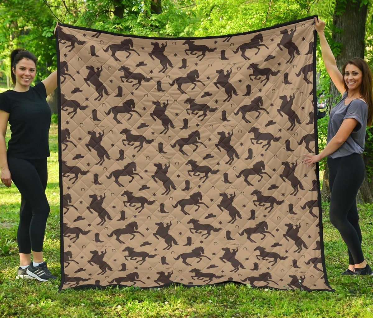 Western Cowboy Print Pattern Quilt-grizzshop