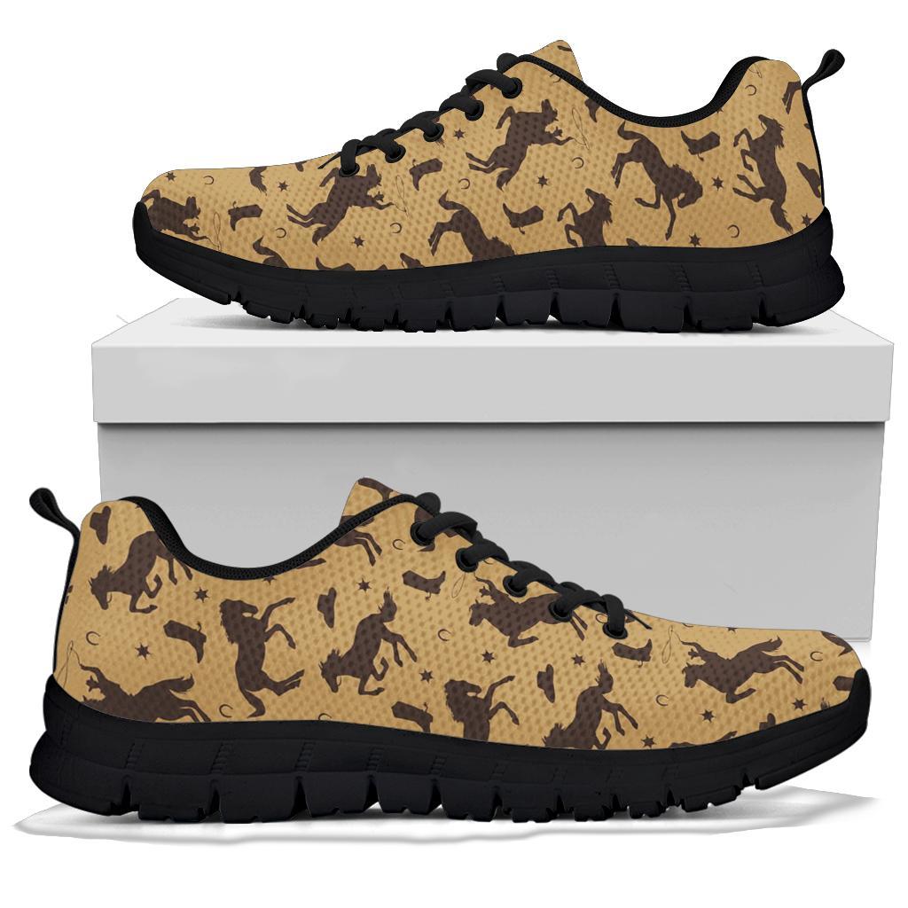 Western Cowboy Print Pattern Sneaker Shoes For Men Women-grizzshop