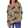 Western Cowboy Print Pattern Women Off Shoulder Sweatshirt-grizzshop