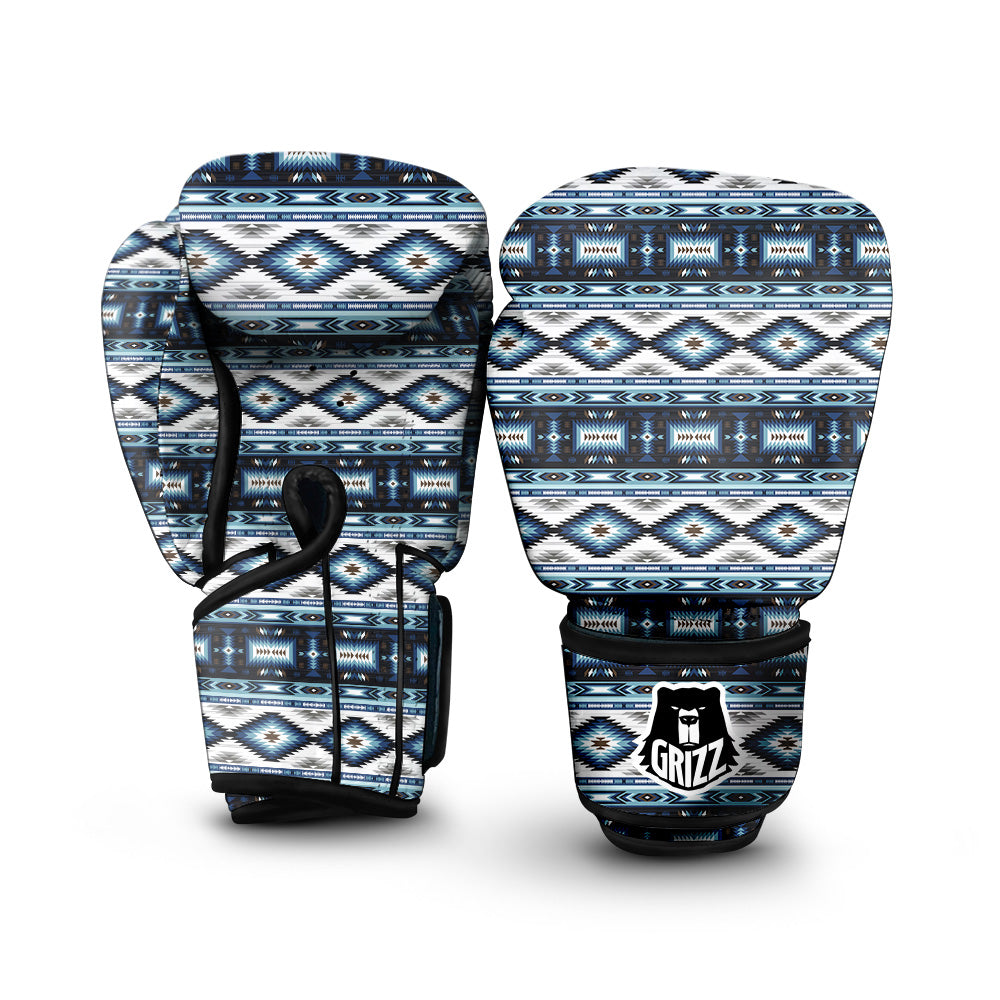 Western Navajo Blue Native Print Boxing Gloves-grizzshop