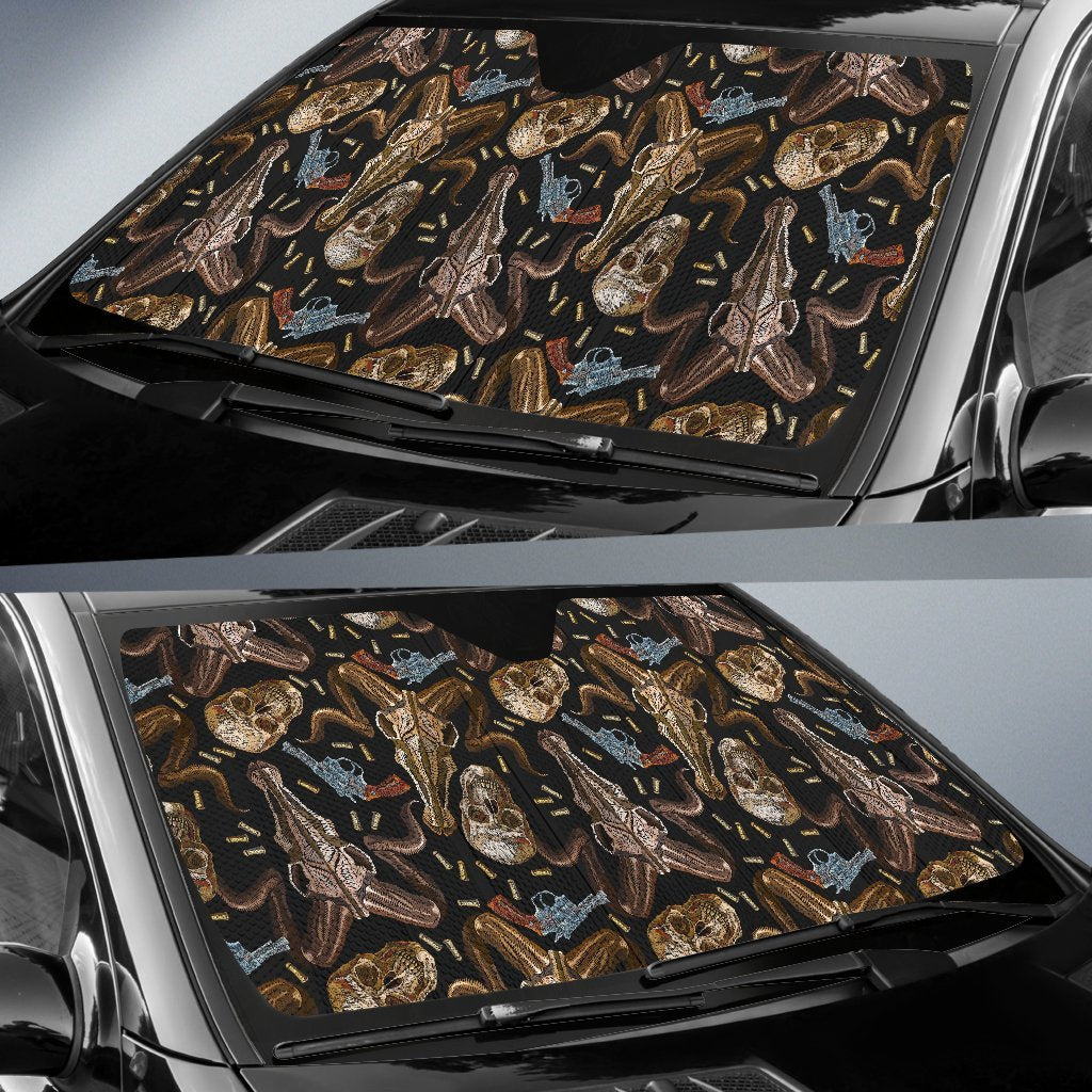 Western Cowboy Gun Print Pattern Car Sun Shade-grizzshop