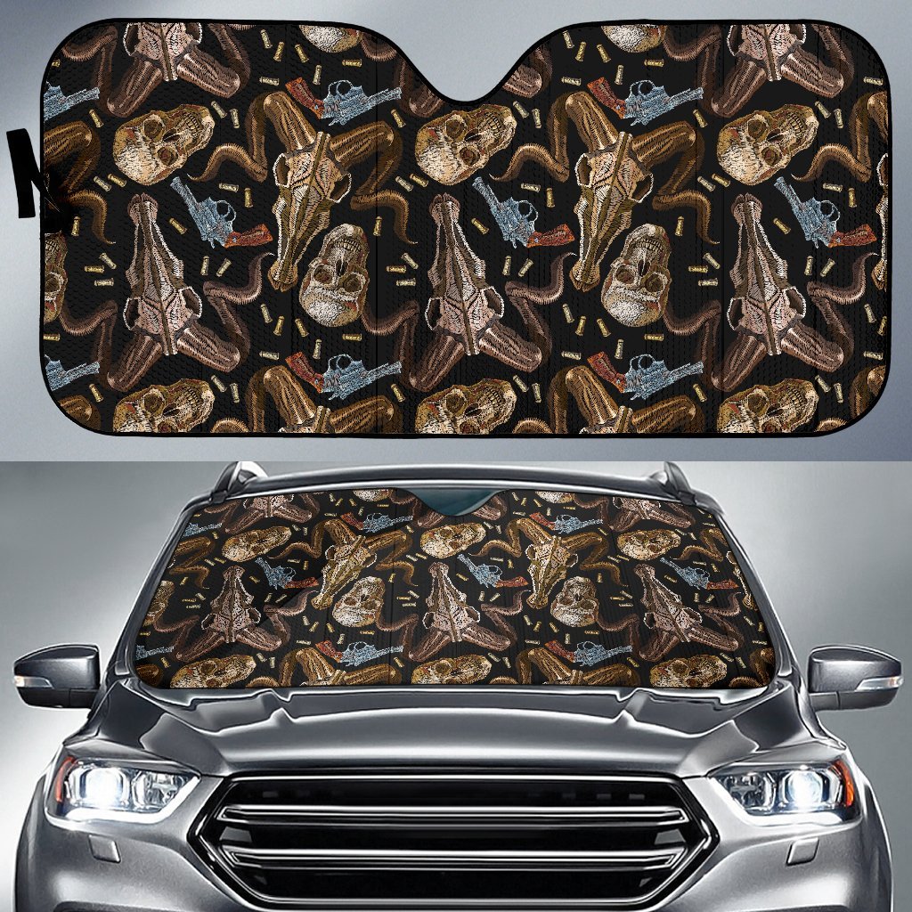 Western Cowboy Gun Print Pattern Car Sun Shade-grizzshop