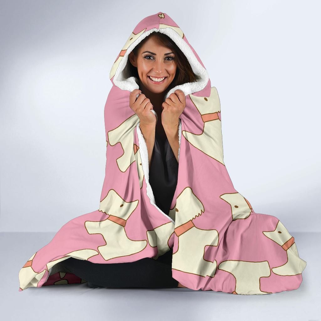 Westie Dog Pattern Print Hooded Blanket-grizzshop