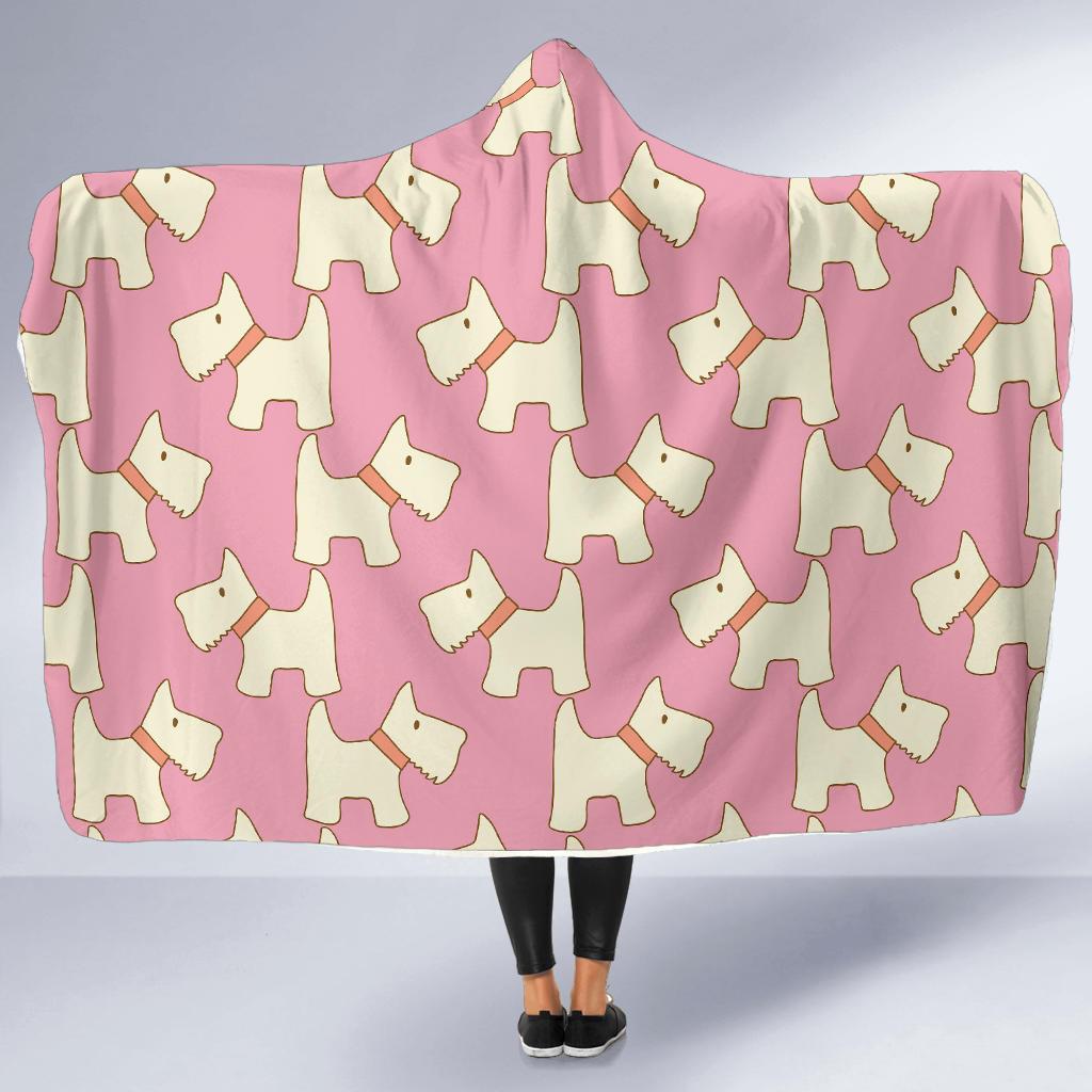 Westie Dog Pattern Print Hooded Blanket-grizzshop