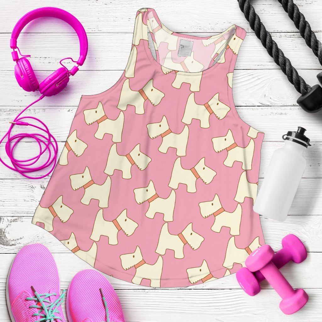 Westie Dog Pattern Print Women's Racerback Tank Tops-grizzshop