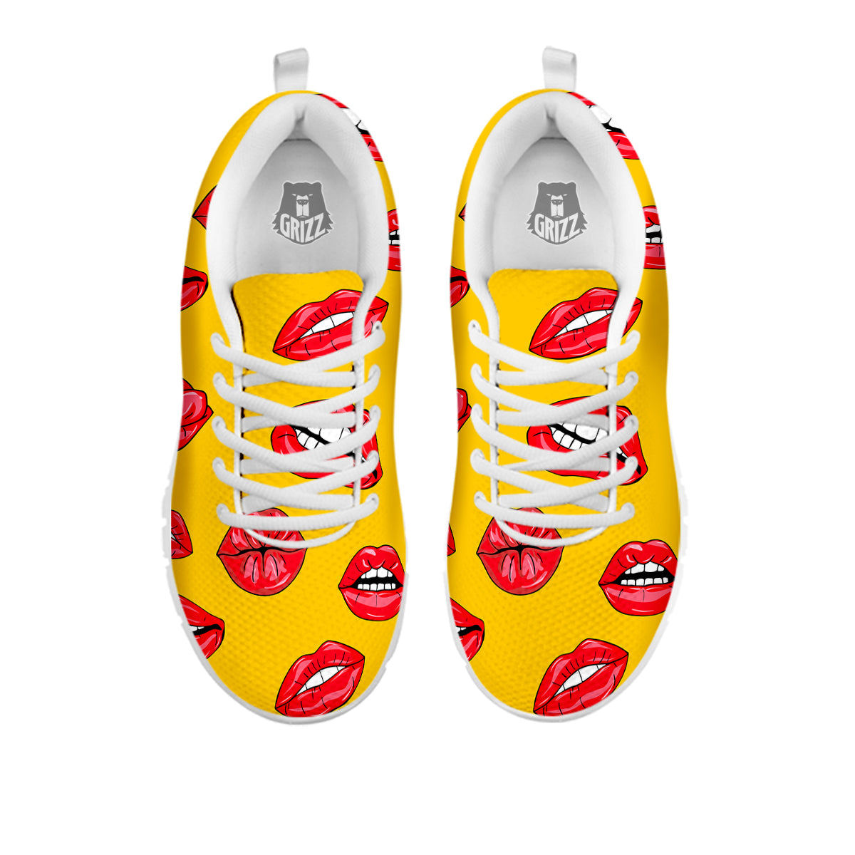 Wet Lips Print Pattern White Sneaker-grizzshop