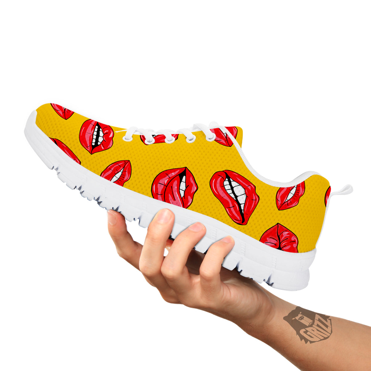 Wet Lips Print Pattern White Sneaker-grizzshop