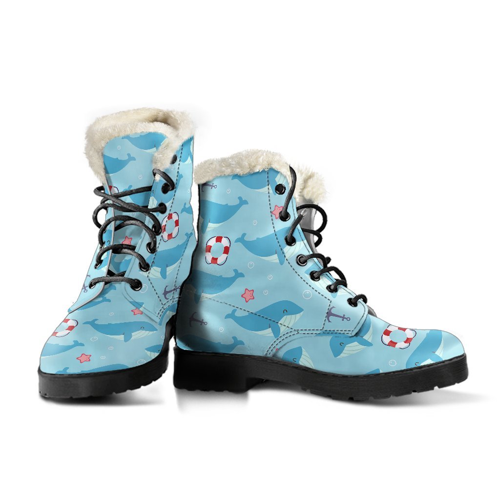 Whale Humpback Pattern Print Comfy Winter Boots-grizzshop
