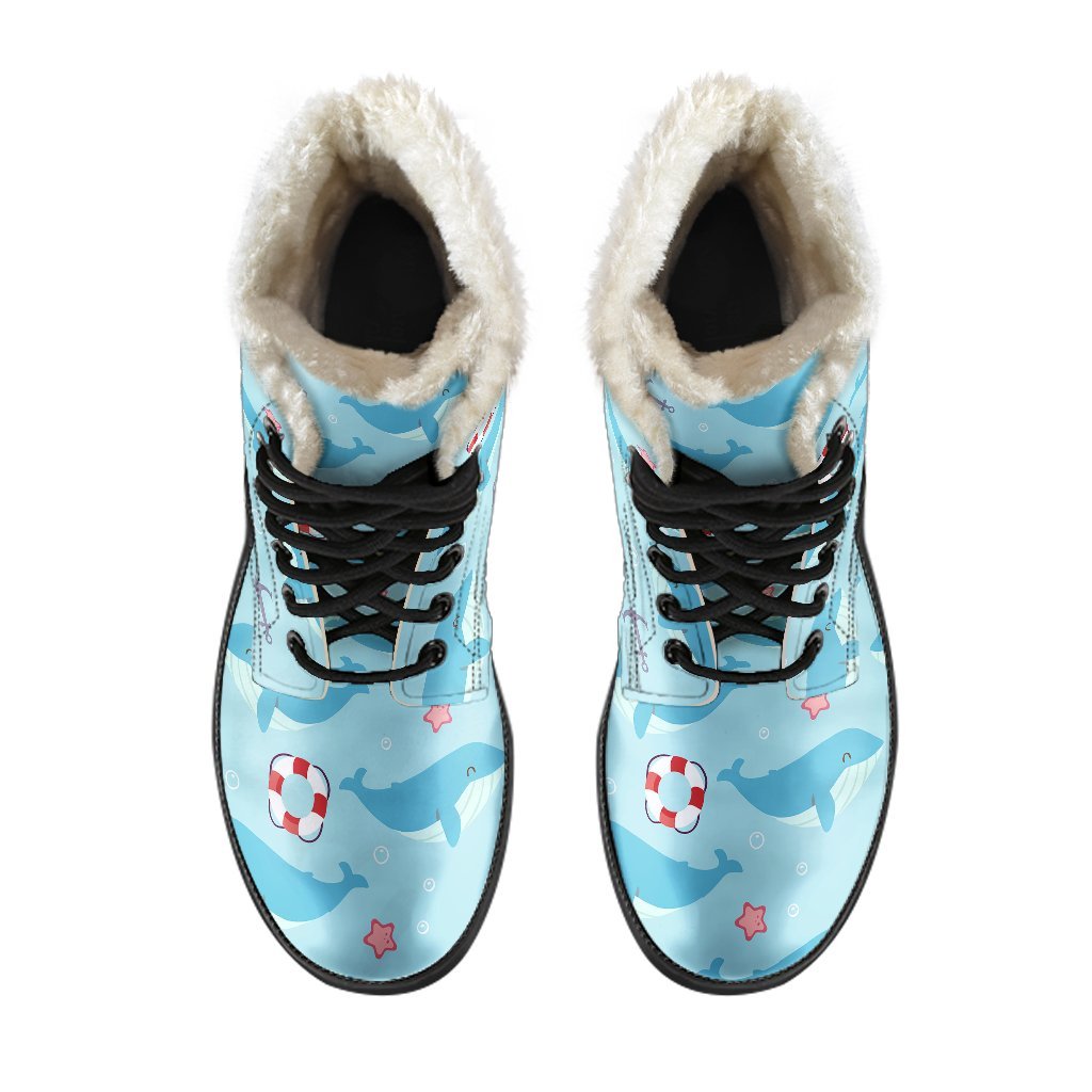 Whale Humpback Pattern Print Comfy Winter Boots-grizzshop