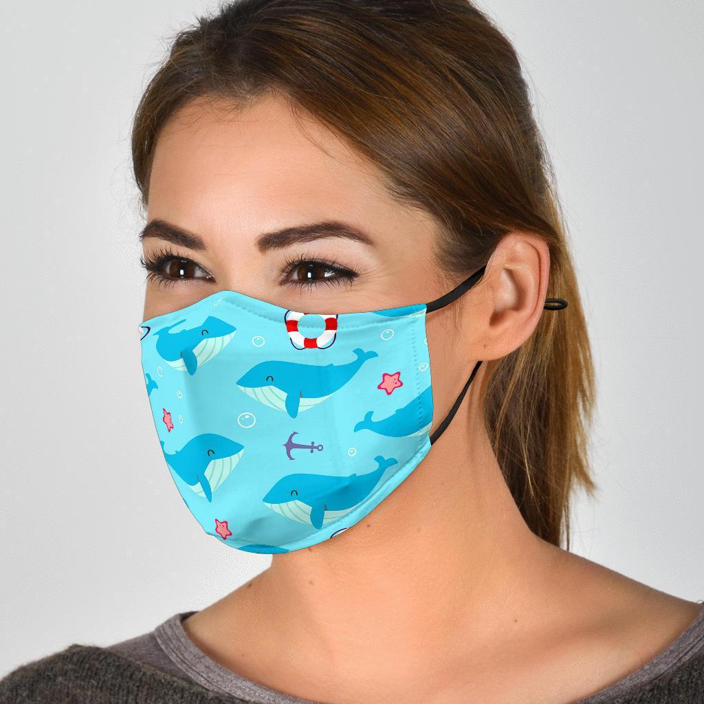 Whale Humpback Pattern Print Face Mask-grizzshop